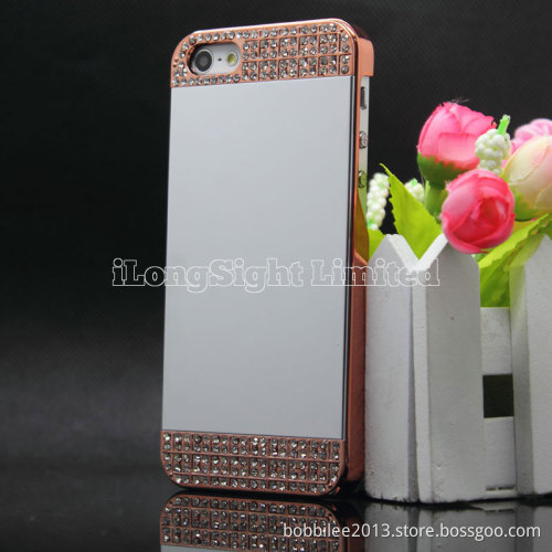 New Design Mirror With Metal Crystal Diamond  Case For iPhone 5/5S